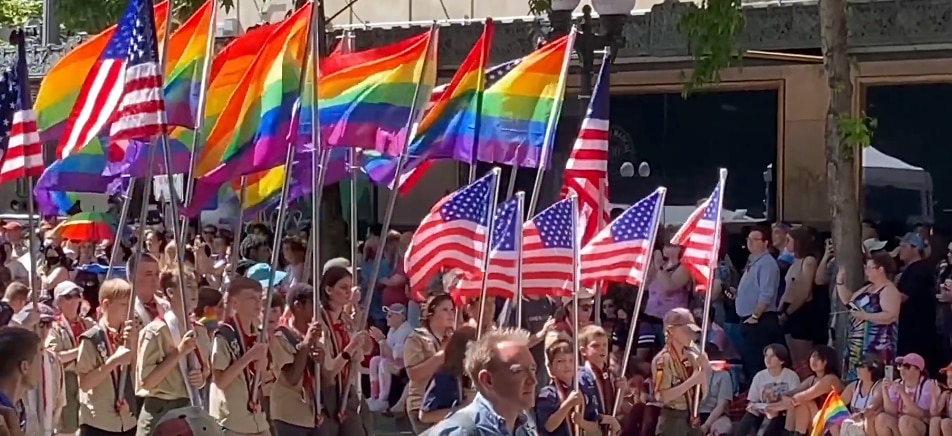 Seattle Pride Parade Features Boy Scouts Waving Rainbow Flags, Naked Men Pedaling Bikes