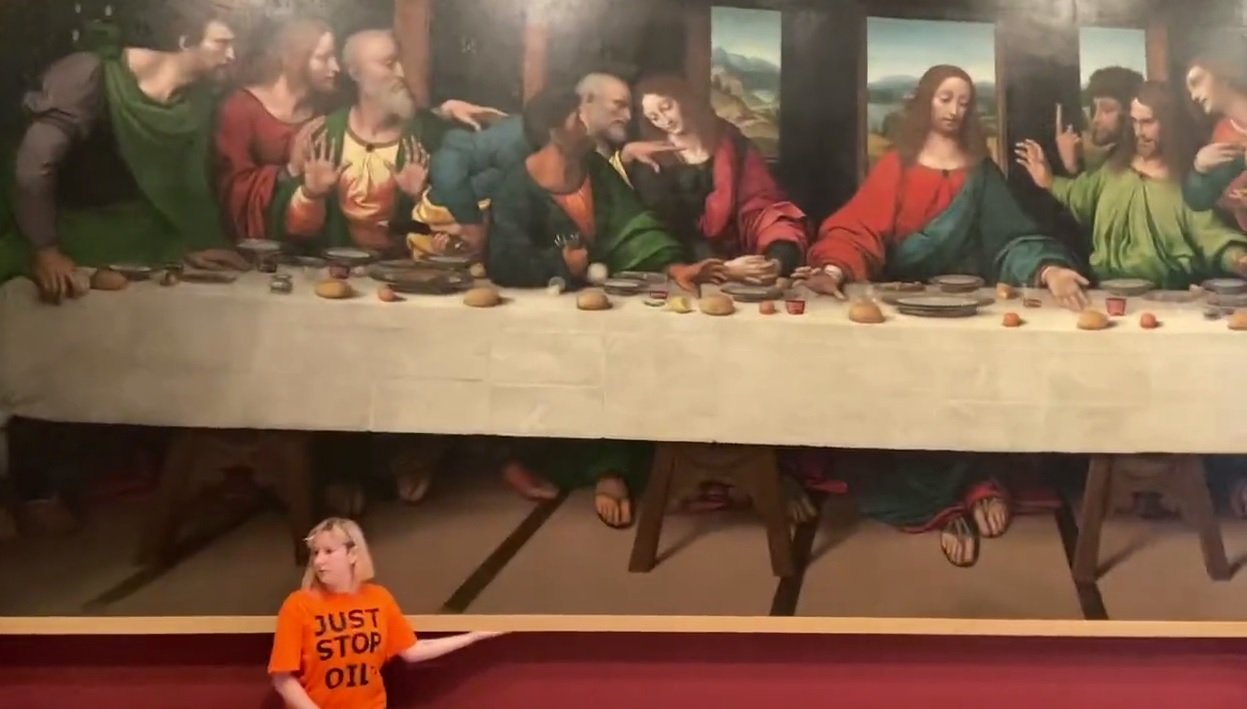 Climate Change Protesters Glue Themselves To Centuries-Old Copy Of Leonardo da Vinci’s ‘The Last Supper’ Painting