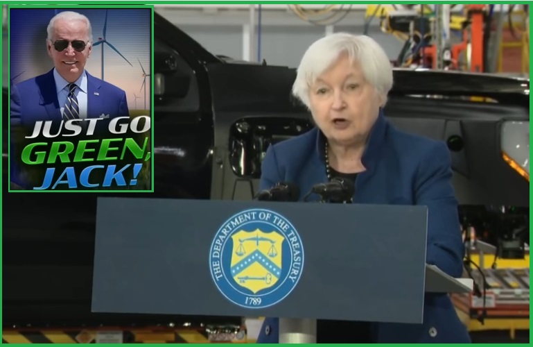 Secretary Yellen Celebrates Treasury Policy Making “Future U.S. Economy Dependent on the Wind and the Sun”