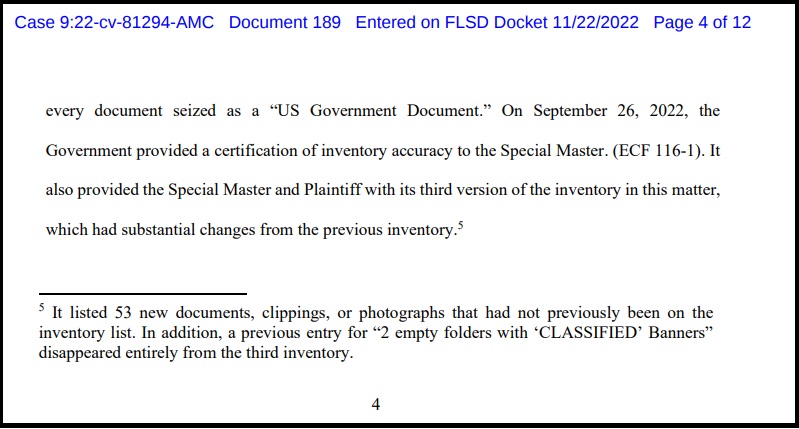 DOJ Once Again Changes Trump Seizure Evidence List Dropping “Empty Classified Folders”, and Continues Refusing to Give President Trump Lawyers the Affidavit Used for Search Warrant