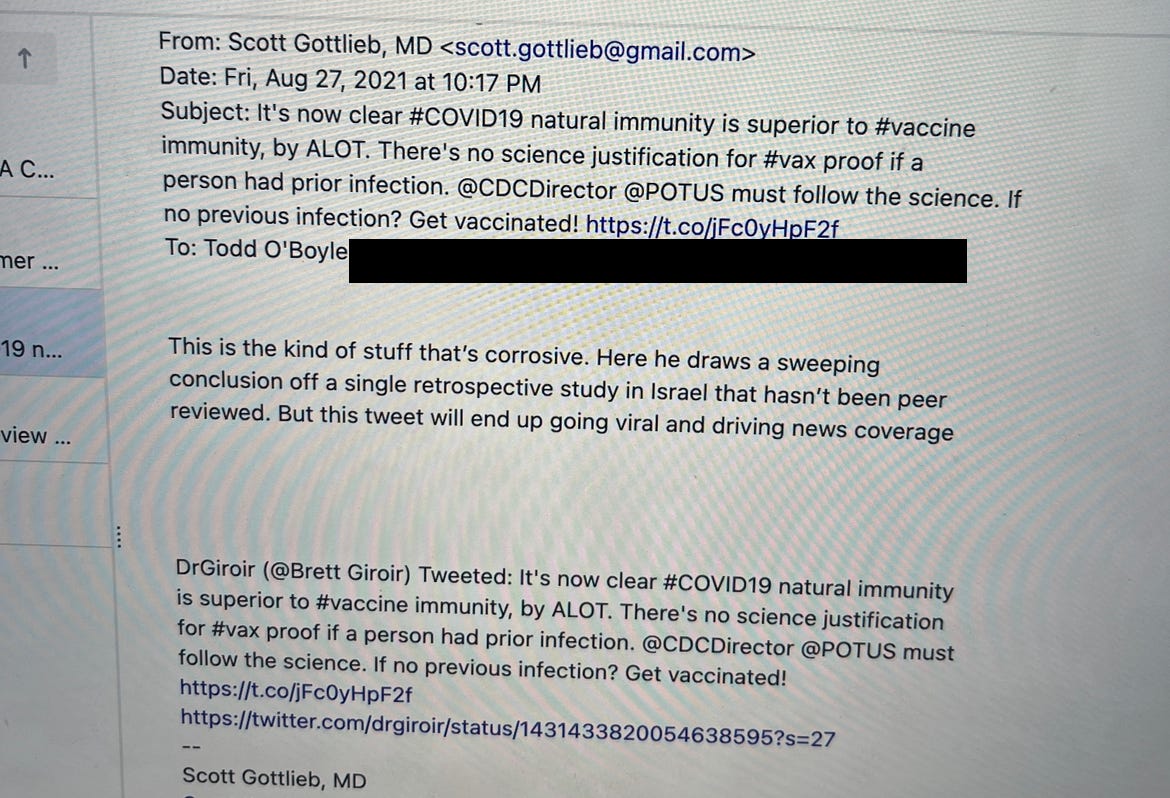 From the Twitter Files: Pfizer board member Scott Gottlieb secretly pressed Twitter to hide posts challenging his company's massively profitable Covid jabs