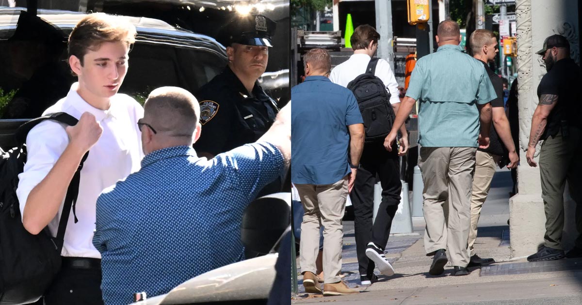 Barron Trump Surrounded by Secret Service on First Day at New York University