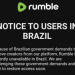 Just In: Rumble is NO LONGER AVAILABLE in Brazil-A Direct Attack on Freedom of Expression in Yet Another Country