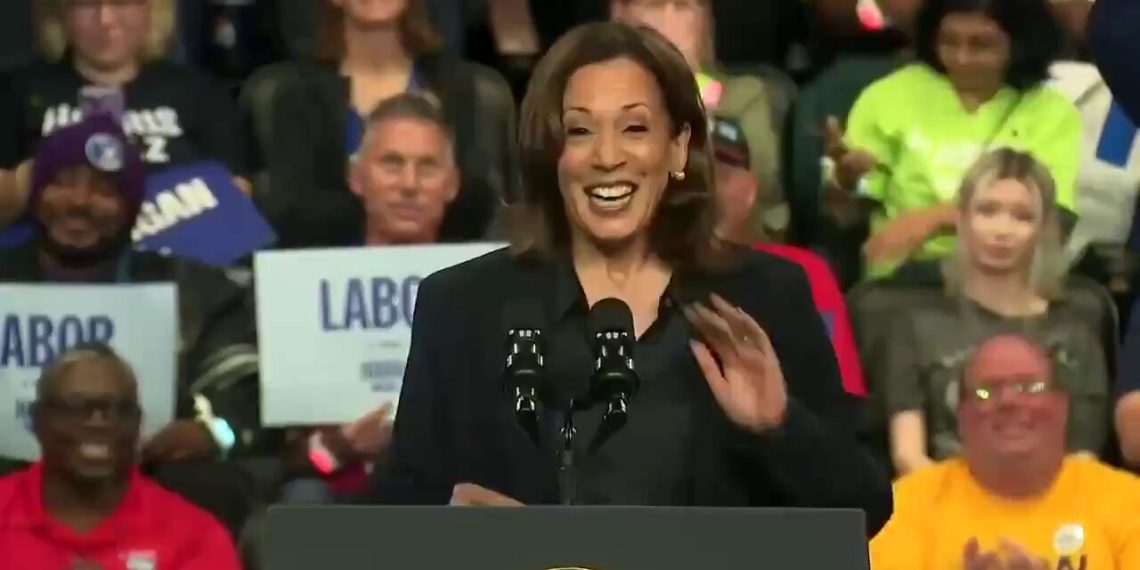WATCH: Kamala Harris Falls Apart When Teleprompter Briefly Cuts Out, Gets Stuck On Repeat