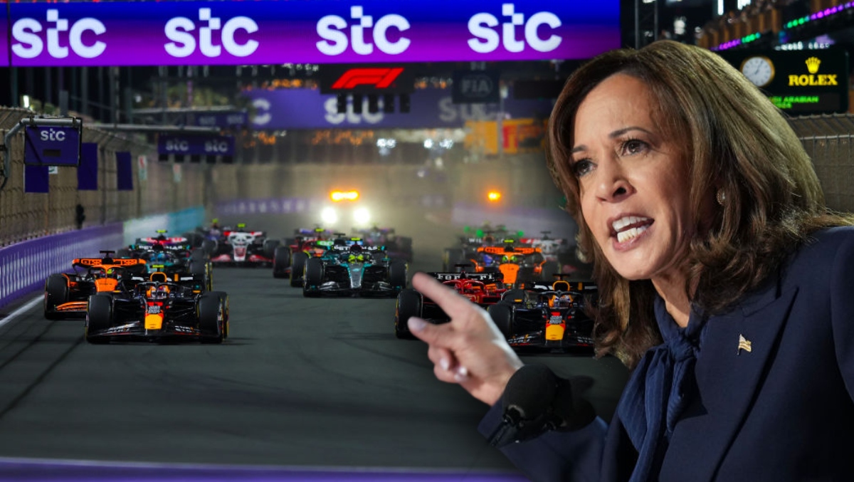 Kamala Harris Awkwardly Attempts To Nail Down F1 Fan Vote