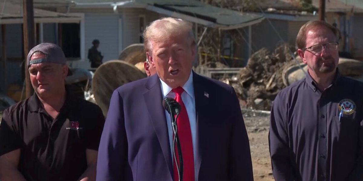 Trump makes surprise visit to North Carolina, announces GoFundMe has raised $8 million for Hurricane Helene victims