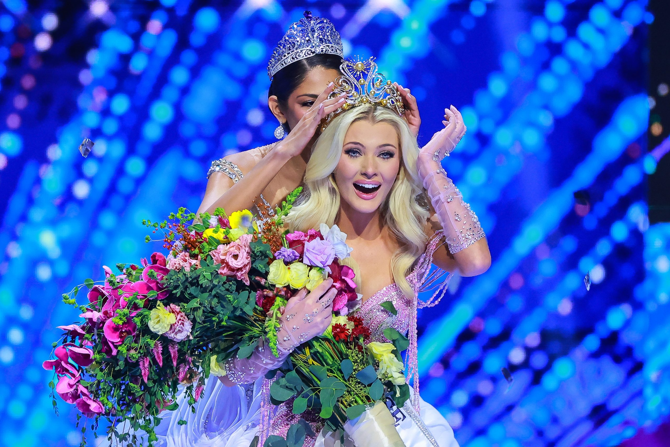 Victoria Kjær Theilvig of Denmark is crowned the 73rd Miss Universe