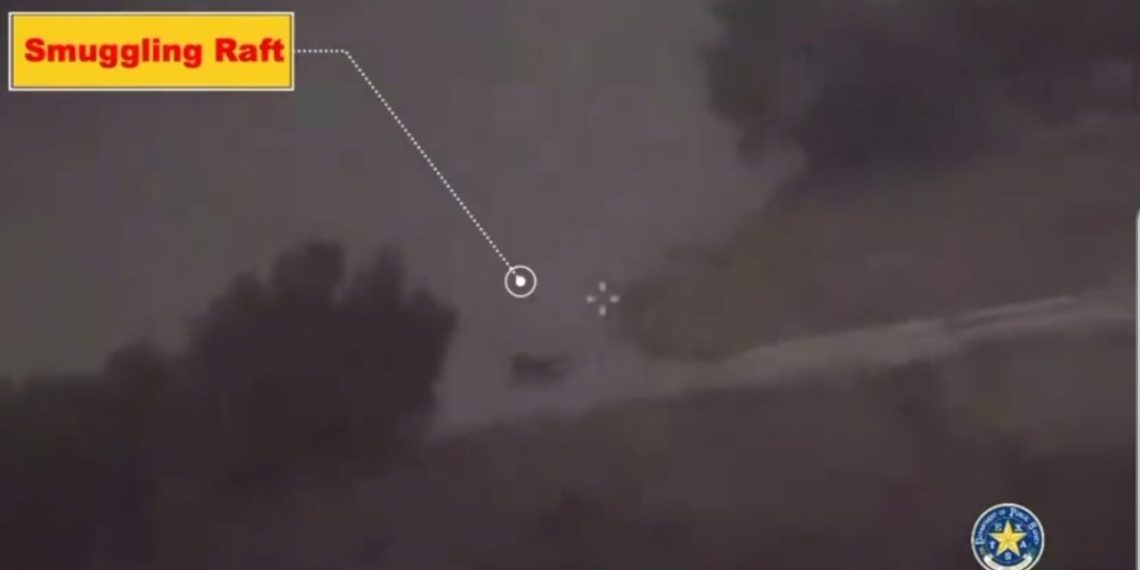 Biden Border Crisis-Texas DPS Drone Footage Shows Illegal Aliens on Raft on Rio Grande Entering US (VIDEO)