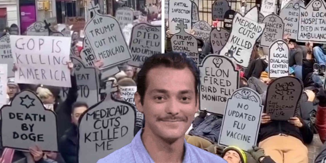 A bunch of libs "died" outside the New York Stock Exchange because Elon gutted government waste