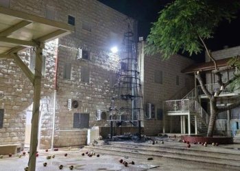 Christmas Tree Holy Redeemer Latin Church in Jenin