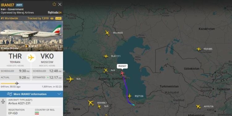 Iranian Government Plane Departs Tehran for Moscow